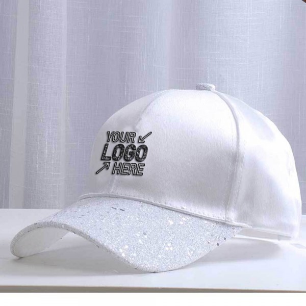 Letter Sequined Baseball Cap with Diamond