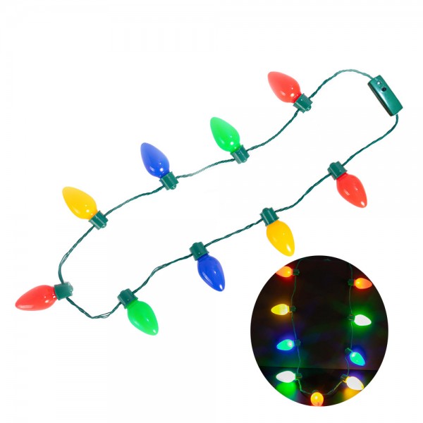 Led Light Up Christmas Bulb Necklace